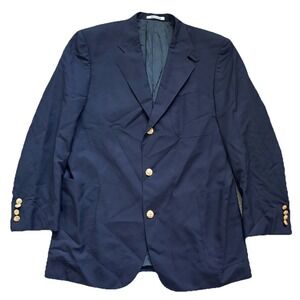 Vtg Faconnable 100% Wool Navy Blazer Men Medium 42R Gold Button Made in Italy